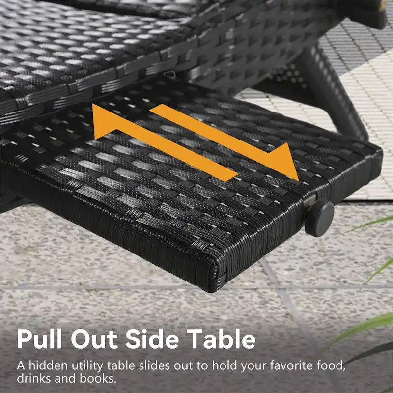 Outdoor Wicker Chaise Pull-out Lounge Chairs (Set of 2)