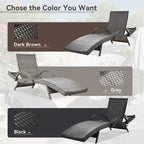 Outdoor Wicker Chaise Pull-out Lounge Chairs (Set of 2)