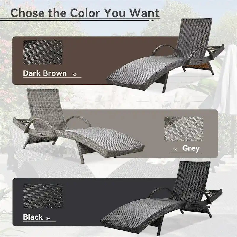 Outdoor Wicker Chaise Pull-out Lounge Chairs (Set of 2)