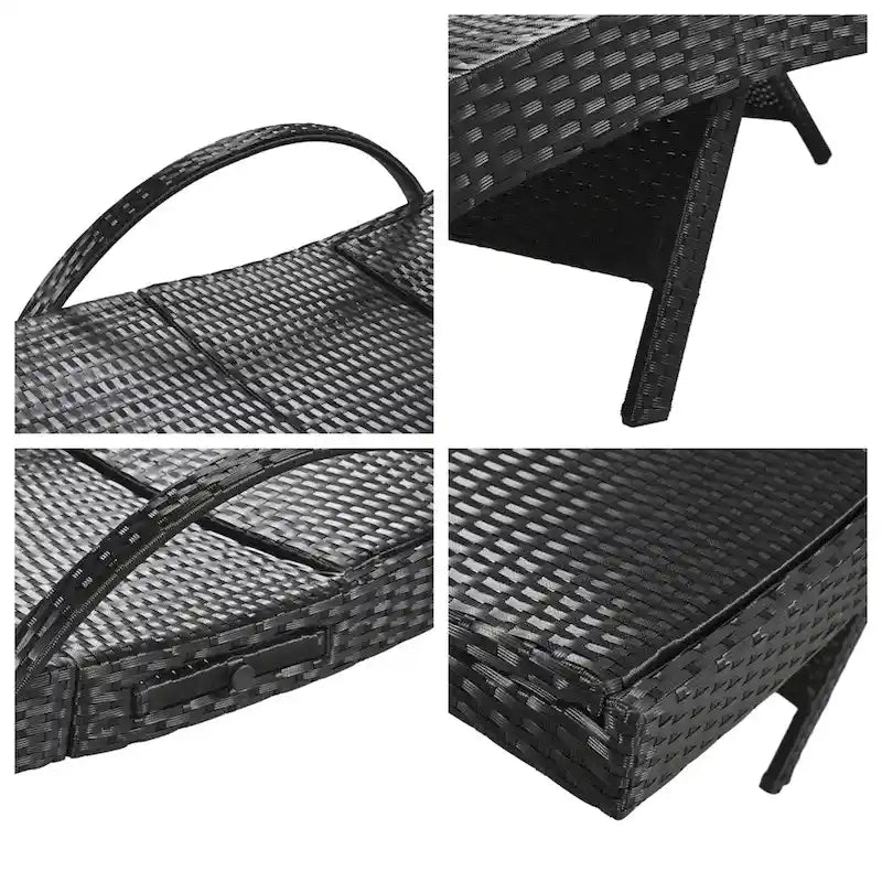 Outdoor Wicker Chaise Pull-out Lounge Chairs (Set of 2)