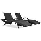 Outdoor Wicker Chaise Pull-out Lounge Chairs (Set of 2)