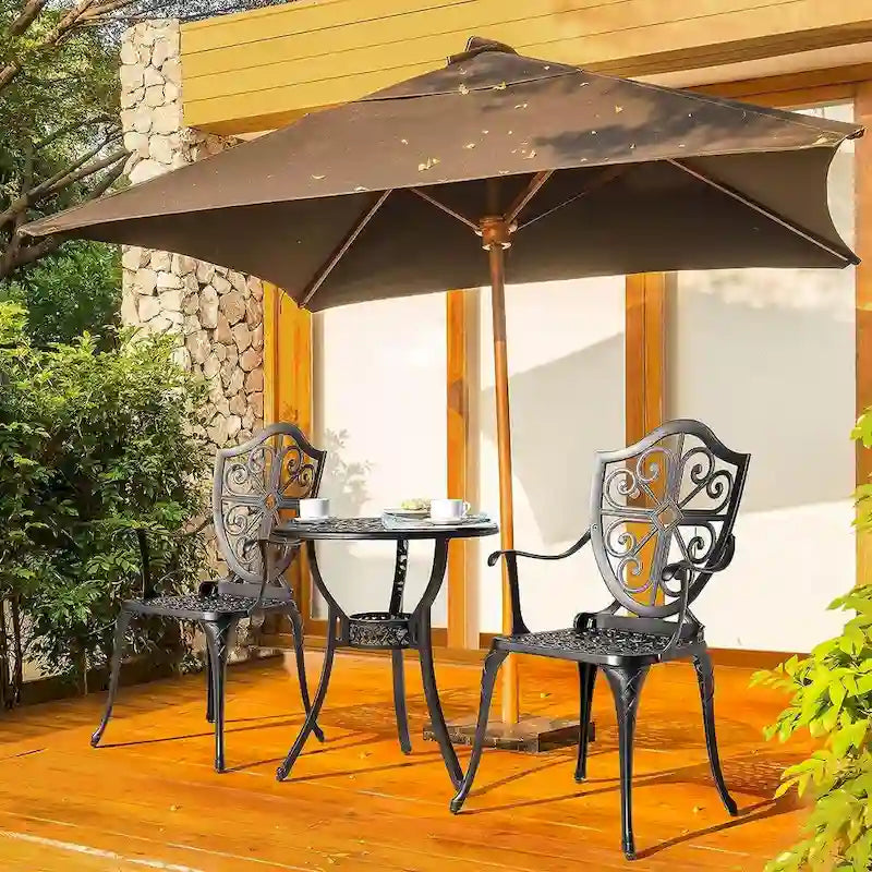 Outdoor, Cast Aluminum Patio Sets with Umbrella Hole Table