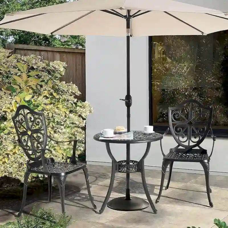 Outdoor, Cast Aluminum Patio Sets with Umbrella Hole Table