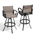 VredHom Outdoor Patio Bar Stools Swivel Bar Chair Sunbrella Textilene Sling - 20.1 in W x 44.3 in H