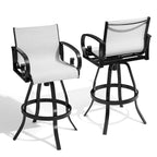 VredHom Outdoor Patio Bar Stools Swivel Bar Chair Sunbrella Textilene Sling - 20.1 in W x 44.3 in H
