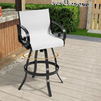 VredHom Outdoor Patio Bar Stools Swivel Bar Chair Sunbrella Textilene Sling - 20.1 in W x 44.3 in H