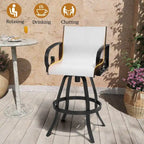 VredHom Outdoor Patio Bar Stools Swivel Bar Chair Sunbrella Textilene Sling - 20.1 in W x 44.3 in H