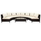 5-Pieces All-Weather PE Rattan Wicker Half-Moon Sofa Set