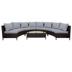 5-Pieces All-Weather PE Rattan Wicker Half-Moon Sofa Set