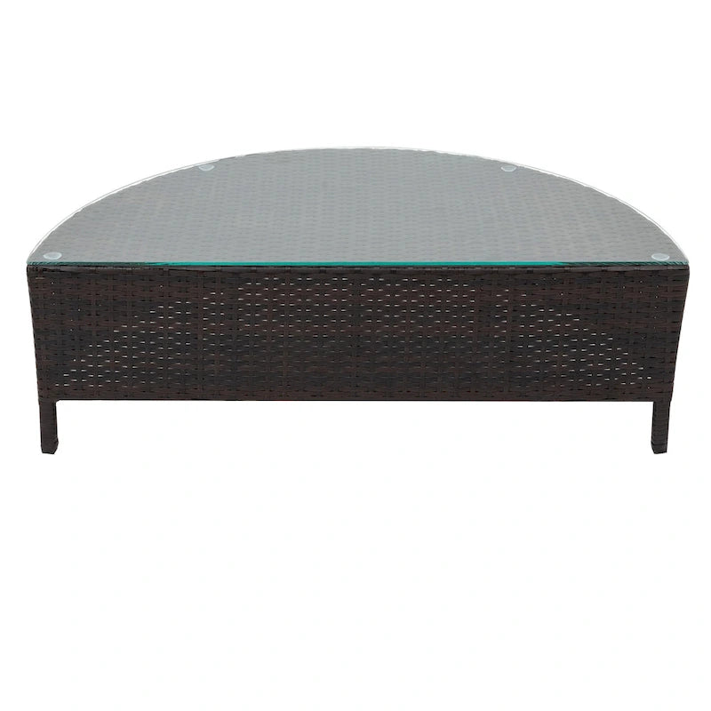 5-Pieces All-Weather PE Rattan Wicker Half-Moon Sofa Set
