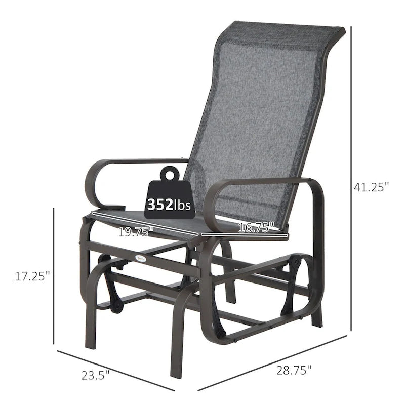 Outdoor Glider Chair with Smooth Rocking Mechanism