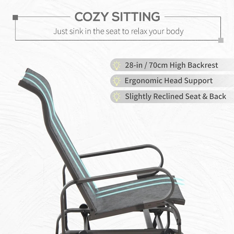 Outdoor Glider Chair with Smooth Rocking Mechanism