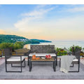 4-Piece Acacia Wood Table Top Patio Furniture Conversation Set for Balcony Porch Garden Backyard Lawn