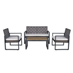 4-Piece Acacia Wood Table Top Patio Furniture Conversation Set for Balcony Porch Garden Backyard Lawn
