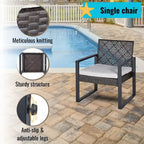 4-Piece Acacia Wood Table Top Patio Furniture Conversation Set for Balcony Porch Garden Backyard Lawn