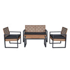 4-Piece Acacia Wood Table Top Patio Furniture Conversation Set for Balcony Porch Garden Backyard Lawn
