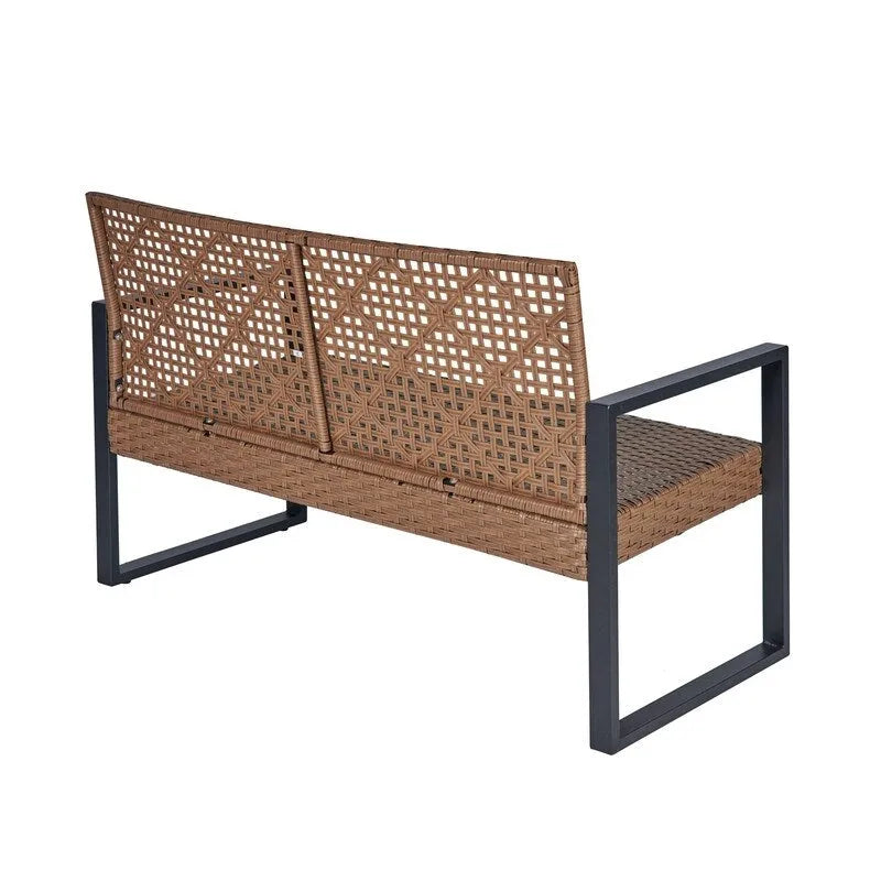 4-Piece Acacia Wood Table Top Patio Furniture Conversation Set for Balcony Porch Garden Backyard Lawn