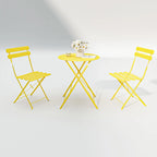 3-Piece Metal Round Outdoor Bistro Set Foldable Patio Dining Sets with Beige Cushions