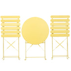 3-Piece Metal Round Outdoor Bistro Set Foldable Patio Dining Sets with Beige Cushions