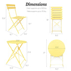 3-Piece Metal Round Outdoor Bistro Set Foldable Patio Dining Sets with Beige Cushions