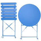 3-Piece Metal Round Outdoor Bistro Set Foldable Patio Dining Sets with Beige Cushions