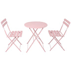3-Piece Metal Round Outdoor Bistro Set Foldable Patio Dining Sets with Beige Cushions