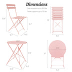 3-Piece Metal Round Outdoor Bistro Set Foldable Patio Dining Sets with Beige Cushions