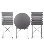 3-Piece Metal Round Outdoor Bistro Set Foldable Patio Dining Sets with Beige Cushions