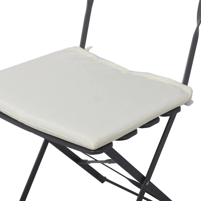 3-Piece Metal Round Outdoor Bistro Set Foldable Patio Dining Sets with Beige Cushions