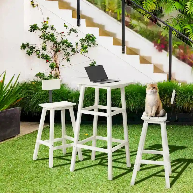 3-Piece HDPE Square High Outdoor Serving Bar Set