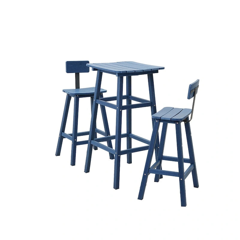 3-Piece HDPE Square High Outdoor Serving Bar Set