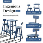 3-Piece HDPE Square High Outdoor Serving Bar Set