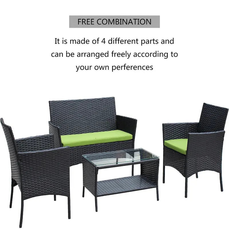 Rattan Patio Furniture Set (4 Pieces)