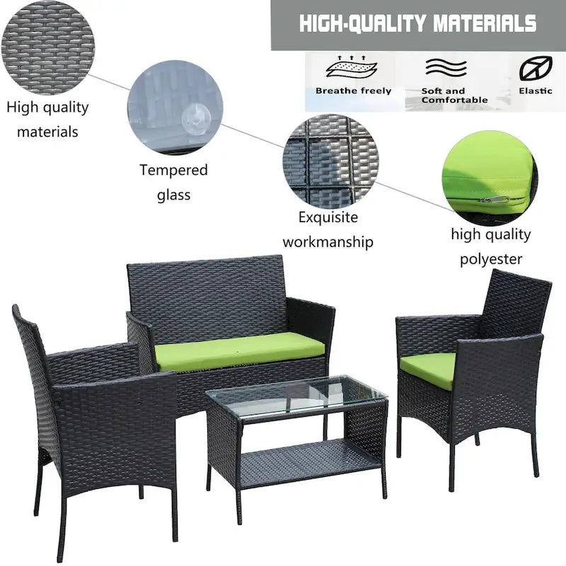 Rattan Patio Furniture Set (4 Pieces)
