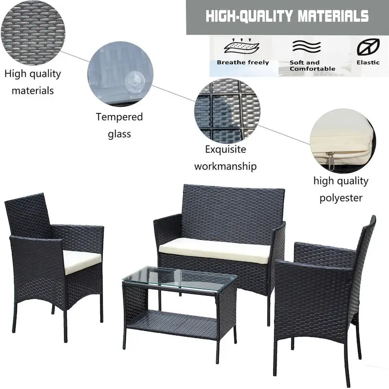 Rattan Patio Furniture Set (4 Pieces)