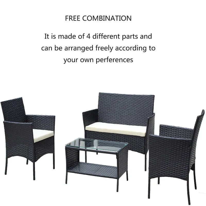 Rattan Patio Furniture Set (4 Pieces)