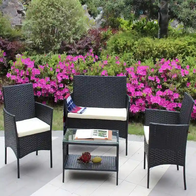 Rattan Patio Furniture Set (4 Pieces)