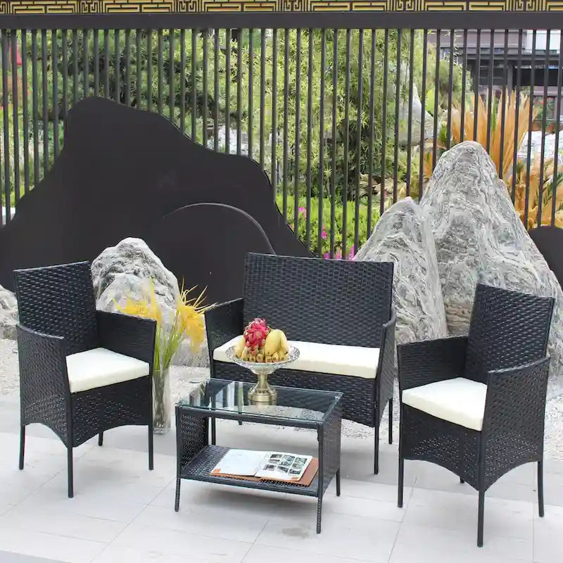 Rattan Patio Furniture Set (4 Pieces)
