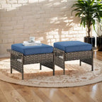 Gymojoy Outdoor Patio Wicker Rattan Ottoman - Brown
