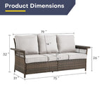 Gymojoy Outdoor Patio Wicker Rattan Ottoman - Brown
