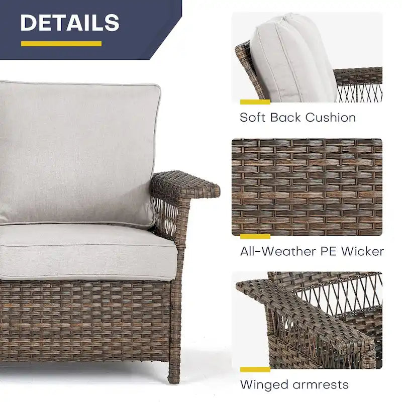 Gymojoy Outdoor Patio Wicker Rattan Ottoman - Brown