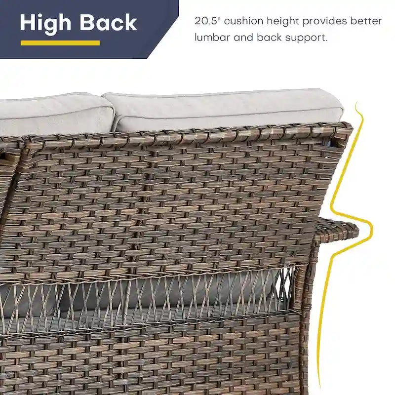 Gymojoy Outdoor Patio Wicker Rattan Ottoman - Brown