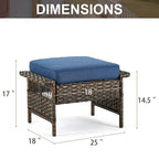 Gymojoy Outdoor Patio Wicker Rattan Ottoman - Brown