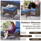 Gymojoy Outdoor Patio Wicker Rattan Ottoman - Brown