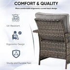 High Back Sofa and 2 Chairs, 2 Ottomans Coffee Table - Brown