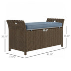 27 Gallon 2-In-1 Patio Wicker Storage Bench with Handles and Cushion