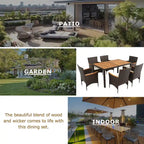 Patio Dining Set for 6 Outdoor Wicker Table & Chairs with Cushions