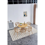 Outdoor dining simple bamboo chair table , PE ratten round table 110CM plastic wood top