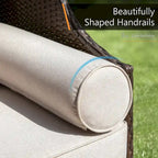 Single Rattan Sofa with Top Canopy, Elegant Wicker Couch for Outdoor