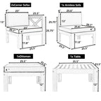 Natural Acacia Wood 5-Piece Outdoor Sectional Sofa Set with Water-resistant Fabric
